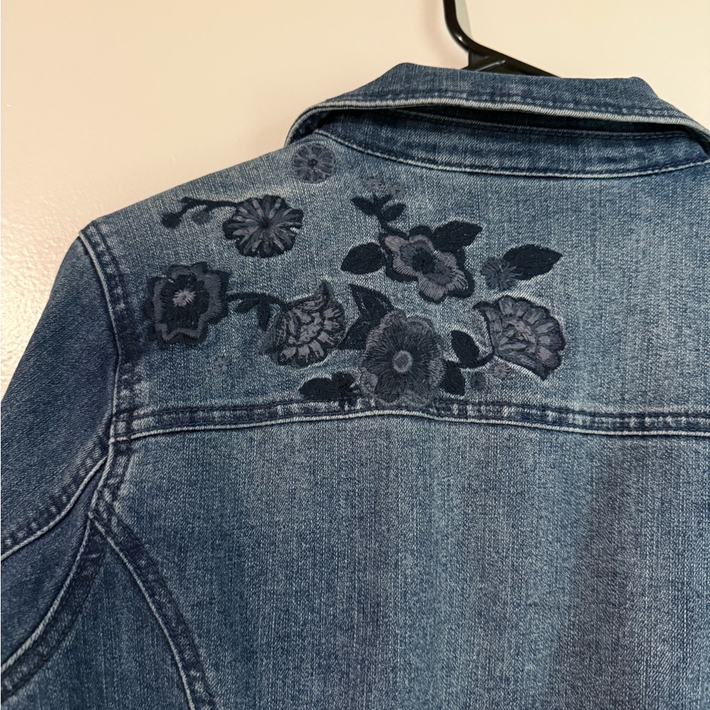 Style & Co. Blue Jean Jacket with Floral Detail - Picture 3 of 3